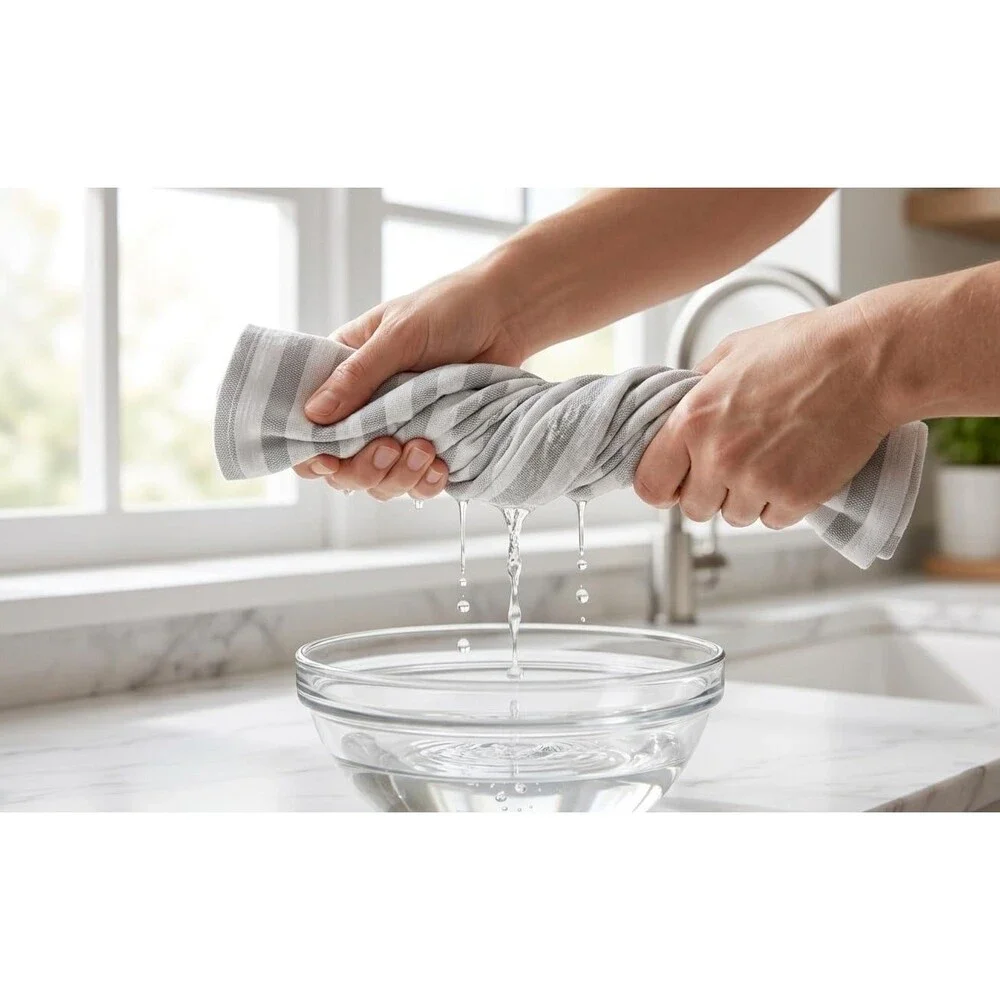 SYDR Cotton Striped Cloth Napkins 6 Pack 18x18 Gray Reusable Washable Table